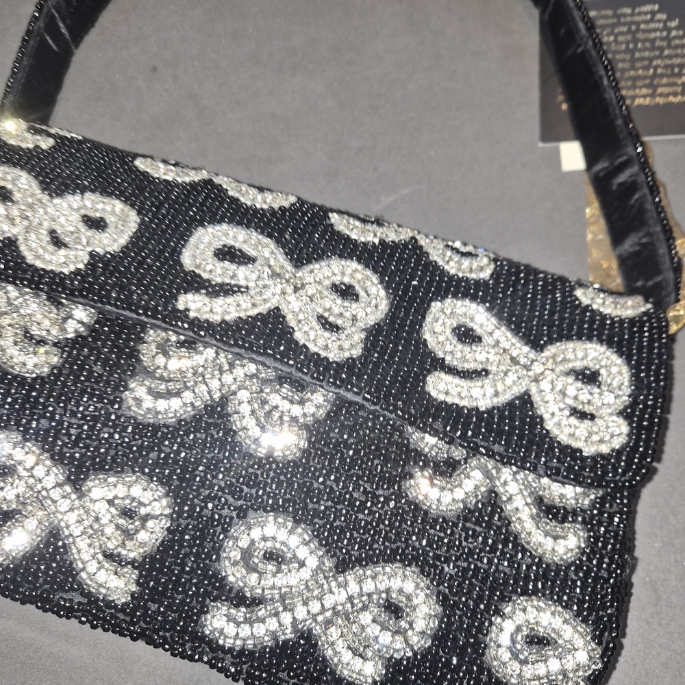 From India to You Hand-Beaded Bow Rhinestone Evening Bag – Christmas & New Year